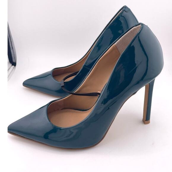 NWOB Express Dark Teal Pointed Toe Heel Pump Size 7M - Picture 3 of 6